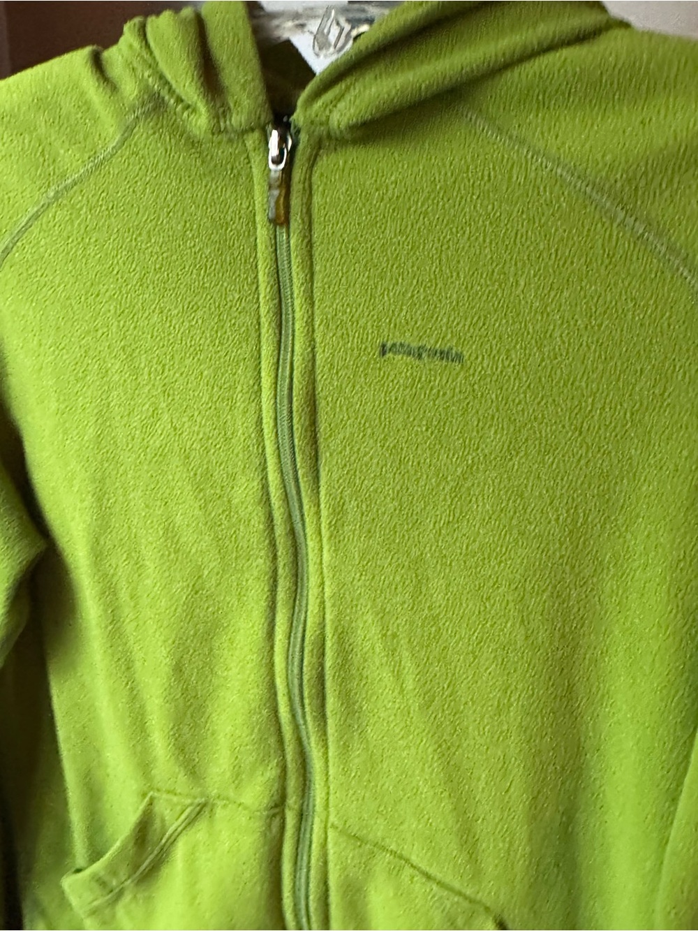 Patagonia Kids Lime Green Full-Zip Fleece Hoodie XL - Picture 3 of 8
